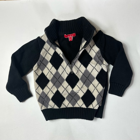 ONE KID | 2T Boys | Argyle Front Zipper Sweater - Picture 6 of 9